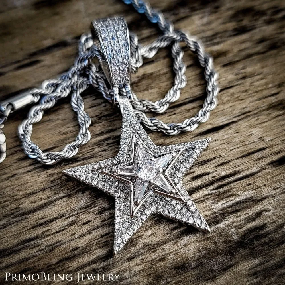 Silver Spinning Star Necklace